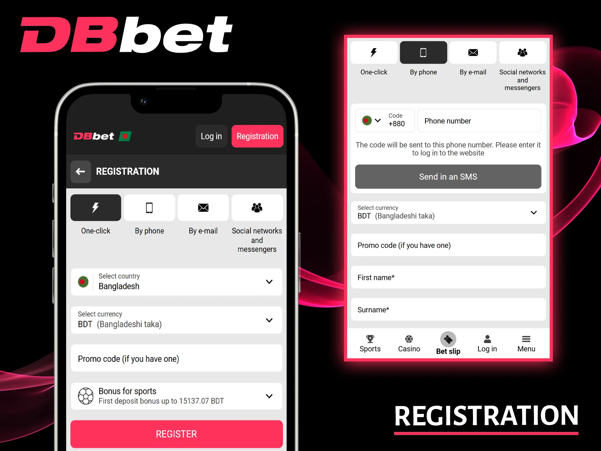 Step-by-step instructions on how to create a new account in the DBbet app.