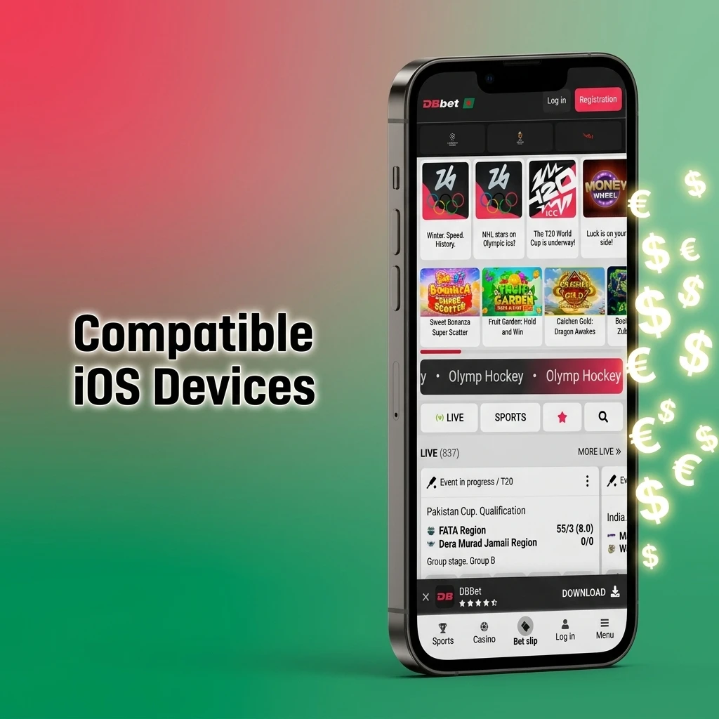 DBBet app compatible iOS devices list including iPhone X through iPhone 15 series models for iPhone and iPad