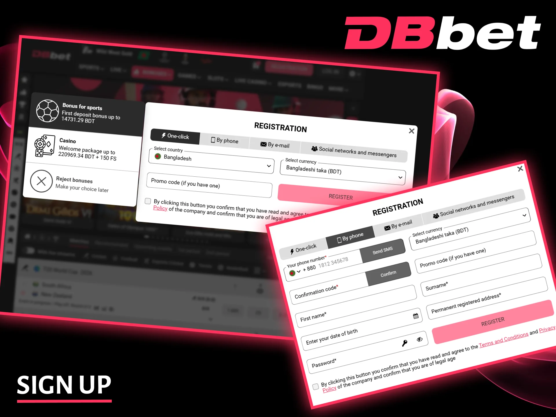 To register on the DBbet website, you only need a few clicks.